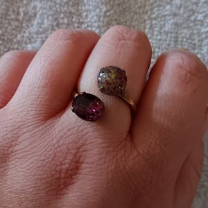 Elegant Purple and Gold Ring Set
